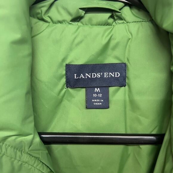 Lands' End Green Down Puffer Vest M Quilted Outdoor Core Preppy Quiet Luxury - Picture 2 of 6